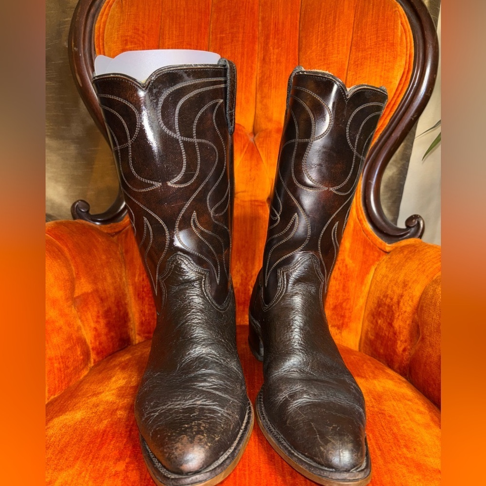 Vintage Rodeo Cowboy Boots pointed Toe Genuine Leather Western Brown 10.5 - Picture 6 of 10